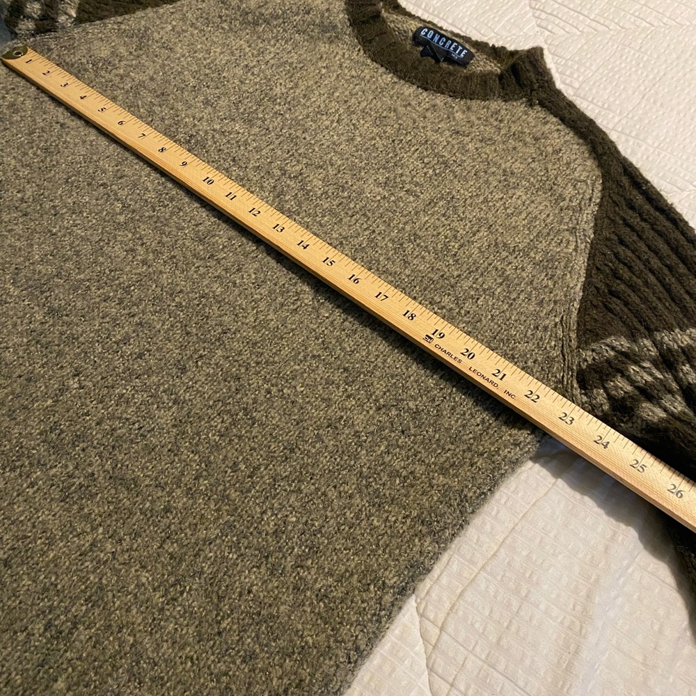 Vintage Concrete Mens Wool Blend Tan Brown Ribbed Hem Crewneck Sweater XL - Picture 5 of 10